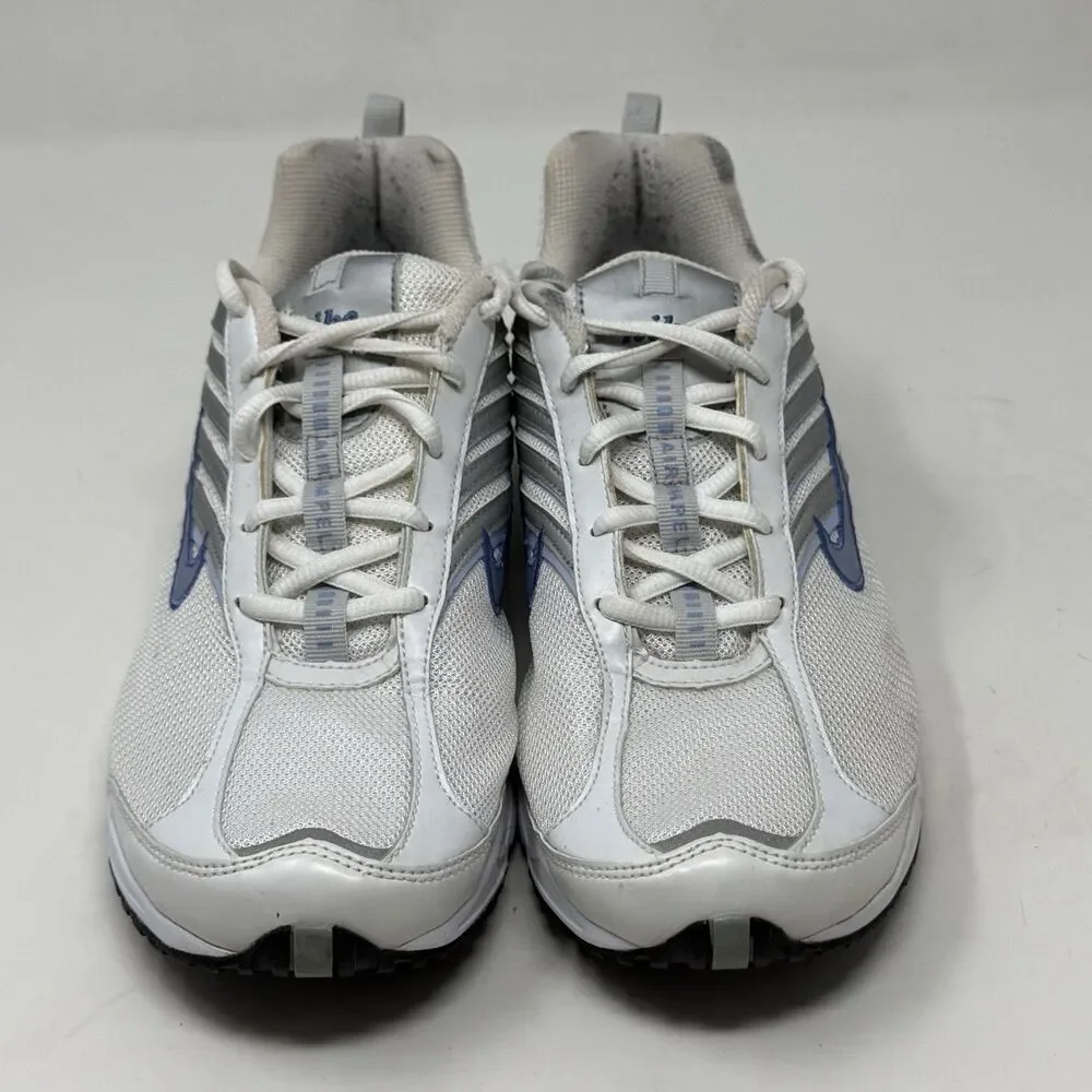 Nike Air Impel Sneakers Womens 8.5 White Silver Blue Lightweight Walking Shoes
